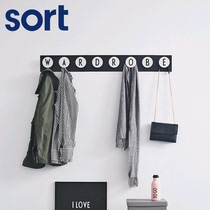sort Danish DESIGN LETTERS Nordic English Letter adhesive hook Simple Creative Decoration Wall Hanging Clothes Hook