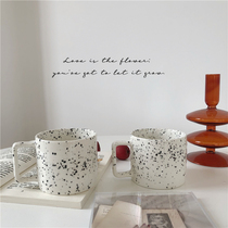 Korean ins Simple Nordic retro splashing ink personalized ceramic mug Milk Cup couple Cup coffee cup
