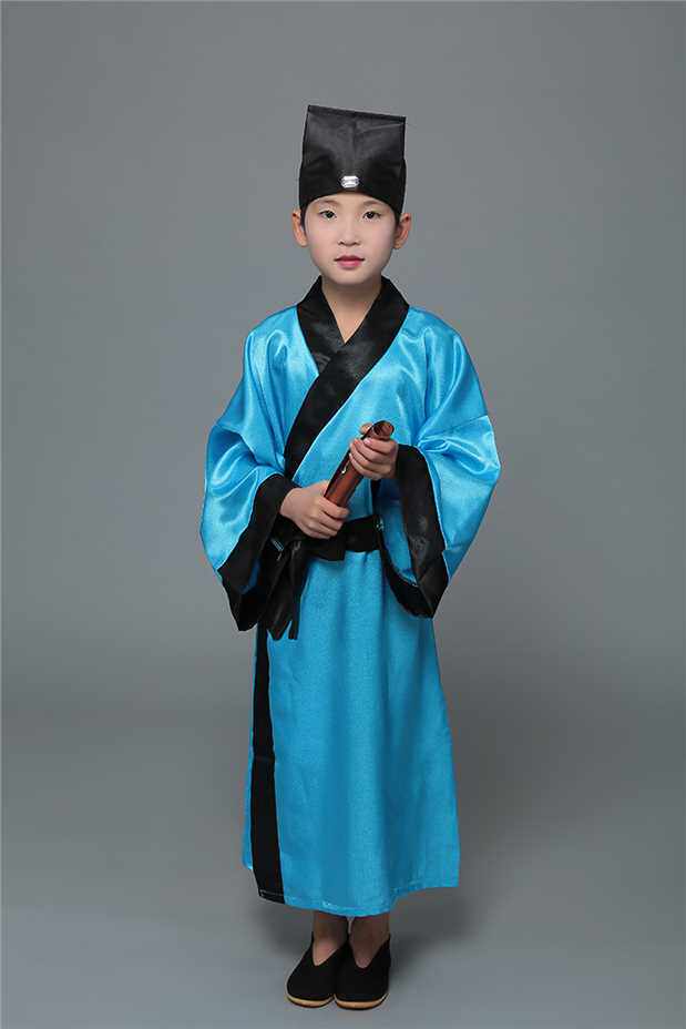 儿童书童演出服汉服国学服装古装小学幼儿园三字经弟子规表演服装_双