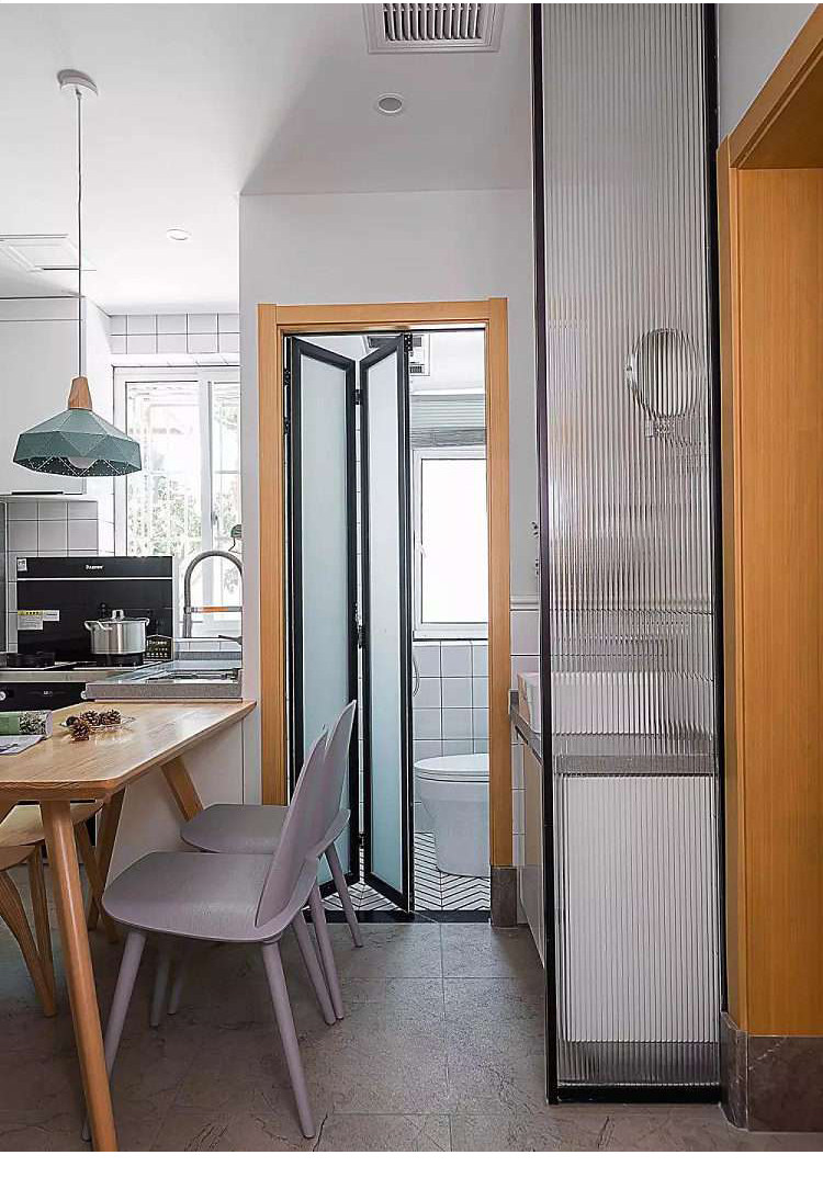 简易铝合金折叠门推拉门隔断卫生间门开放式厨房阳台玻璃移门定制