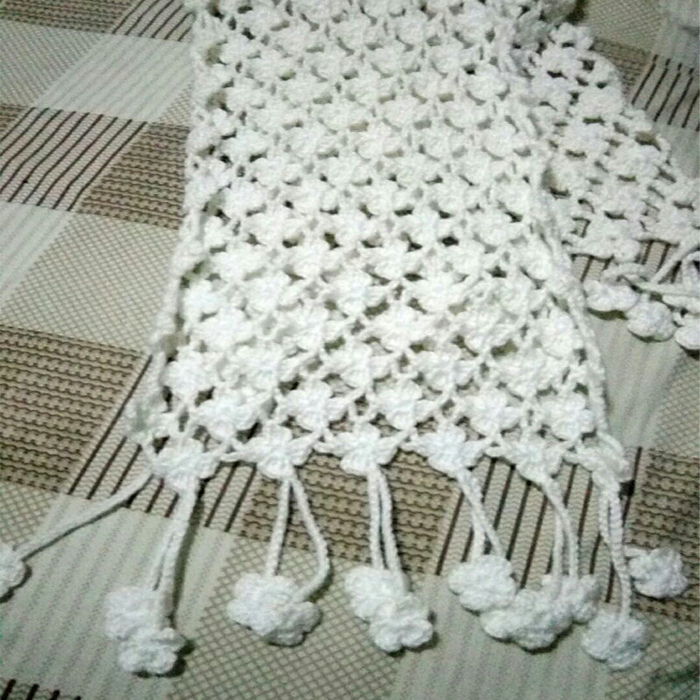 纯手工钩织花一线连幸运四叶草女款手工勾花保暖毛线围巾秋冬围巾