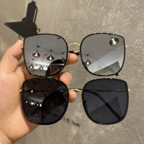 ins large frame net red sunglasses Womens round face thin anti-UV sunglasses Street shot Korean version of the glasses tide big face