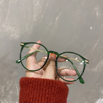 Little red book ins glasses female can be equipped with myopia small face anti blue light eyes plain green frame male tide