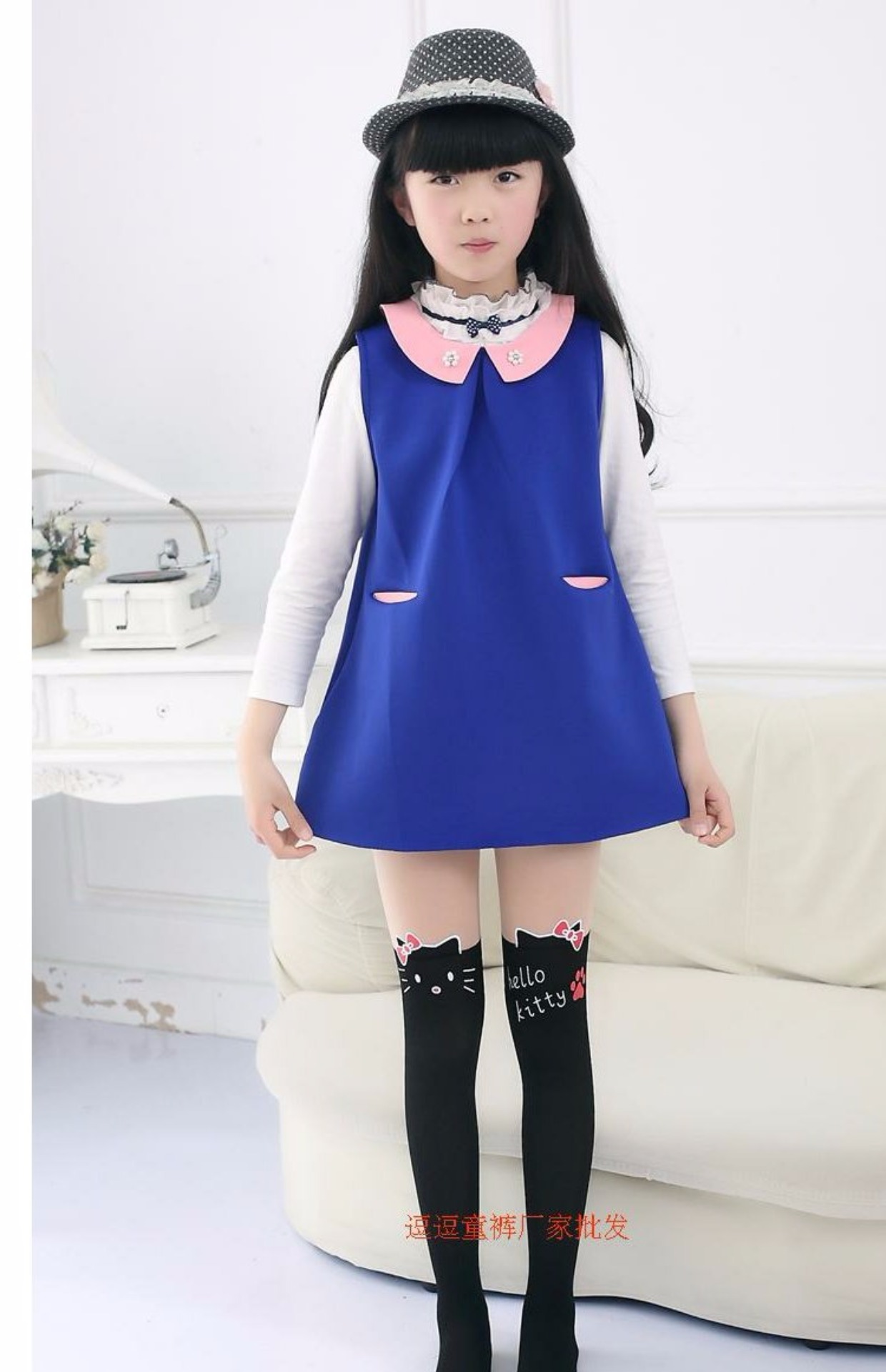 儿童连裤袜 春秋款白色拼接女童丝袜打底袜裤夏 薄款小女孩裤袜子