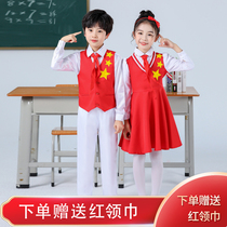 New childrens chorus costumes red star sparkling patriotic primary and secondary school students singing red songs reciting dance performances for men and women