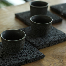 Volcanic stone coaster Pot holder Dry bubble plate Flower vase Bottom tea tray Tea set Rock ceramic tea holder Tea cup Tea holder Ultra-thin