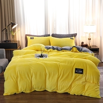 Four sets of Nordic light and luxury double-sided magic crystal velvet pure cotton beds with bed sheets and quilt quilt