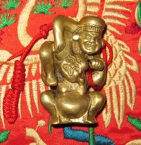 Pure Brass non-plated solid Buddha Road double god ornaments The hand parts are more and more bright and unique