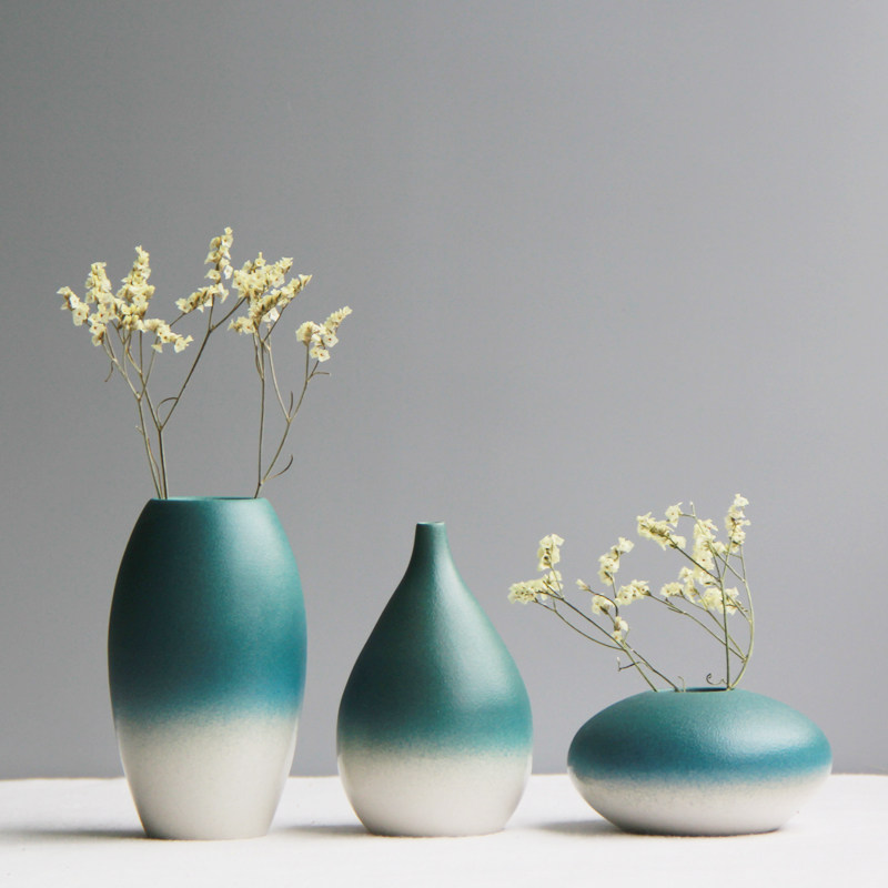 禅意复古陶瓷小花瓶简约粗陶客厅酒柜创意装饰