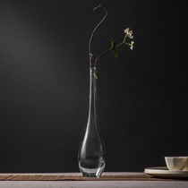 Liuhitang Japanese-style glass Zen vase flower arrangement hydroponics flower crane head fine neck Guanyin bottle Jade net bottle