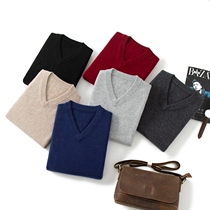 Academy style cashmere waistcoat men's V-neck pullover wool vest 2021 autumn and winter new sleeveless waistcoat sweater tide