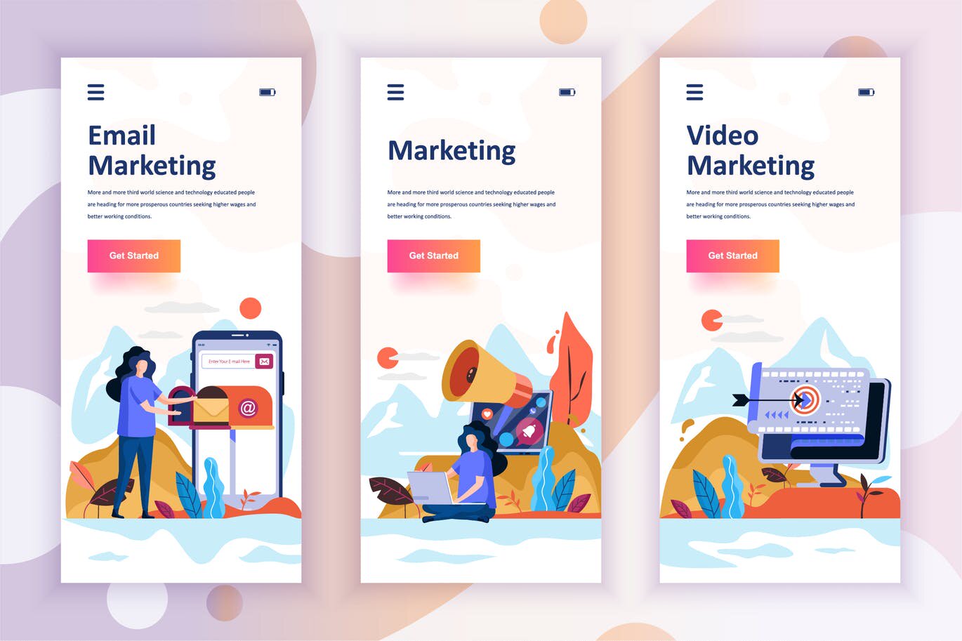 时尚高端简约扁平化风格的instagram社交媒体banner着陆页欢迎页插画