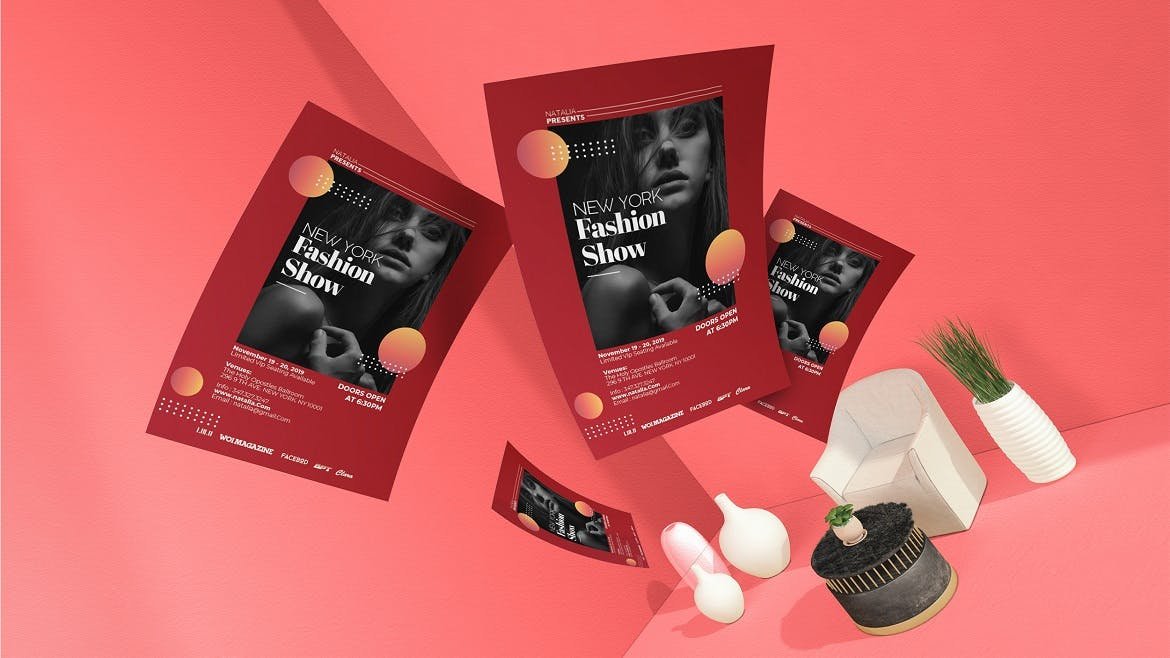 时装秀时尚主题海报传单设计模板 fashion show flyer template