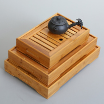 Ceramic tea tray Japanese home bamboo tray kung fu tea set round simple solid wood dry bubble mini tea table