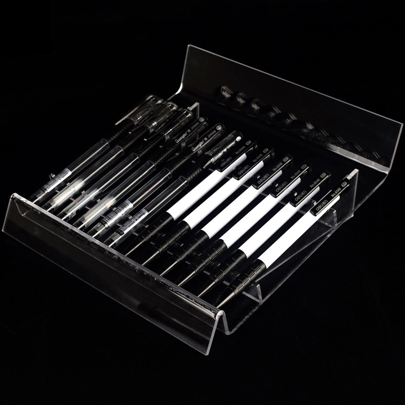 君科品牌亚克力笔架12支装 文具店用笔陈列托盘 多功能有机玻璃笔架