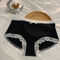 4 panties womens new 2020 explosive cotton antibacterial cotton lace temptation middle waist bag hip no trace size fat m