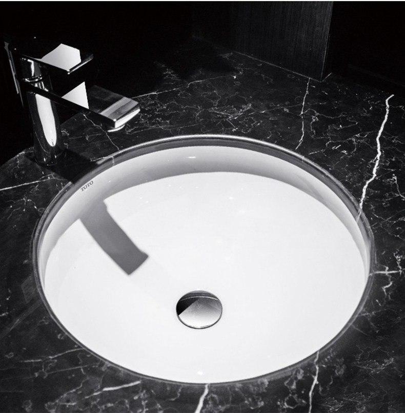 toto正品卫浴台盆 lw1504b陶瓷智洁釉面台下式正圆形洗手盆洗脸盆_7折