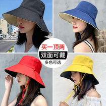 Han Edition Fisherman Hat Woman Summer Tide 100 lap date series net red double-sided covering face hat out of the sun hat sunhat sunhat