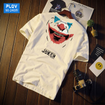 Clown print short sleeve T-shirt male fat size handsome round neck half sleeve T-shirt middle school students personality cotton base shirt