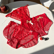 Day Department Red Underpants Ms mid-waist Benz Year of the tiger Low waist triangular pants Couple wedding bride Sexy underpants
