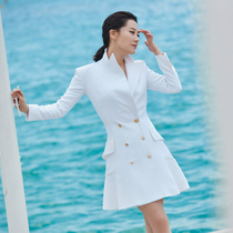 Cannes Xu sunny with summer little western suit white temperament in long style suit and dress goddess net red thin suit