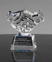 Normantick Original Cooperation Win-Win Handshake Crystal Trophy Lettering Customized Anniversary Trophy Personality Medal