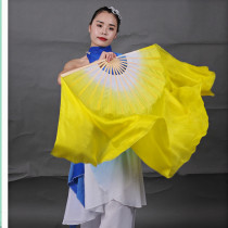 Dance fan In the Field of Hope yellow silk dancing fan lingers the bamboo bone glue state Yangko Square dance fan