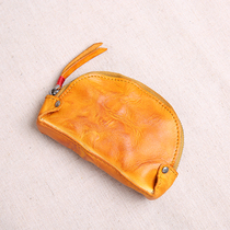 Vintage handmade old leather coin purse women mini wallet pure leather simple change bag key bag coin
