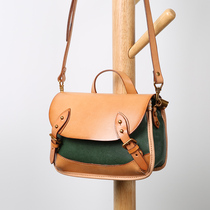 Handmade leather womens bag mini cowhide retro color Womens Small bag literary small satchel shoulder bag shoulder bag