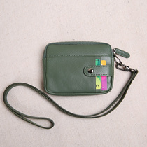 JUUZ LAN leather small wallet female short neck student mini coin wallet first layer cowhide simple key bag