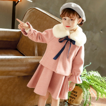 Girl Clip Cotton Thickened Jacket Autumn Winter Dress Girl Fur Coats 2021 New Ocean Gas Children Subsuit Dress
