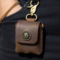 Fall-proof cowhide protective cover for Apple airpods2 second generation leather handmade wireless Bluetooth headset cover hanging waist