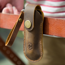 Swiss army knife holster Knife cover Protective cover Scabbard hunter Hero folding knife head layer cowhide handmade fanny pack leather