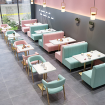 Tea shop table and chair combination hamburger dessert customized sofa cassette brown hot pot coffee western restaurant catering furniture