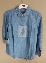 TOMMY Canada imported TOMMY womens work casual denim dark flower shirt ladies long sleeve denim shirt