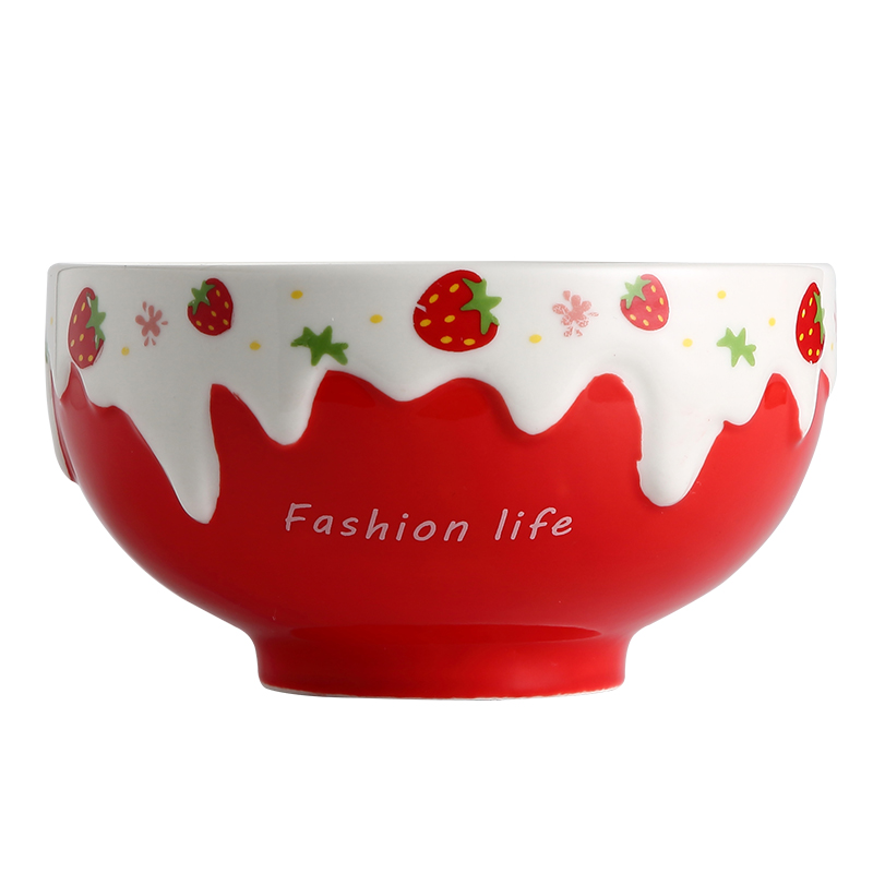 Jingdezhen ceramic bowl with lovely strawberry dishes dish dish dish of fruit salad bowl bowl of a single breakfast