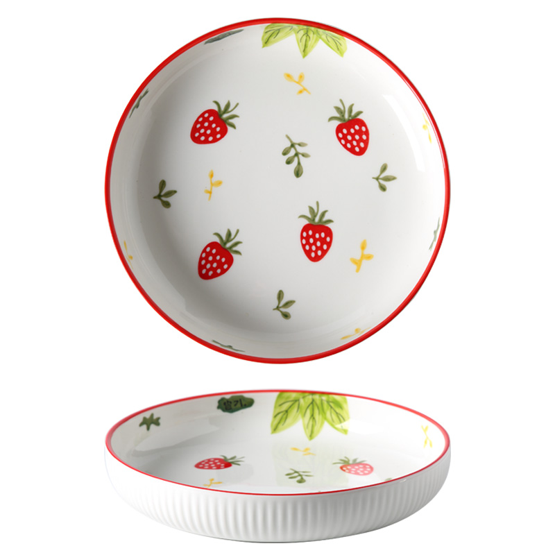 Japanese ceramic dish dish dish household creative move web celebrity strawberry dishes soup to jingdezhen FanPan plate tableware