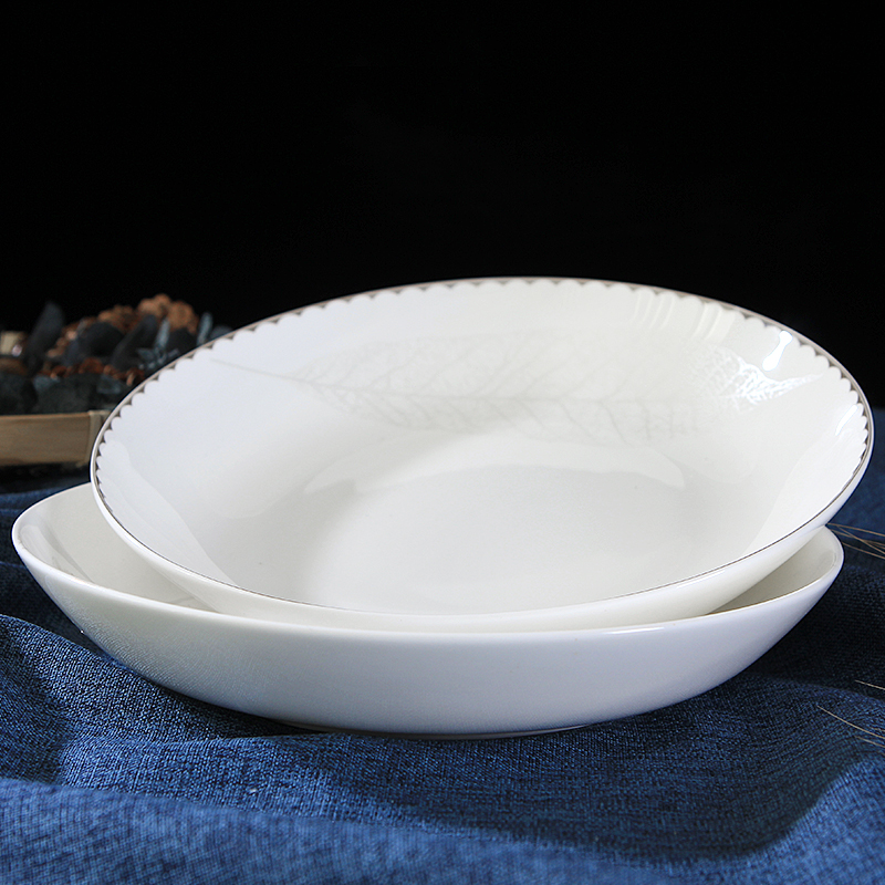 Household jingdezhen ceramic Chinese simple dishes new plate 8 inches FanPan steak plate plate