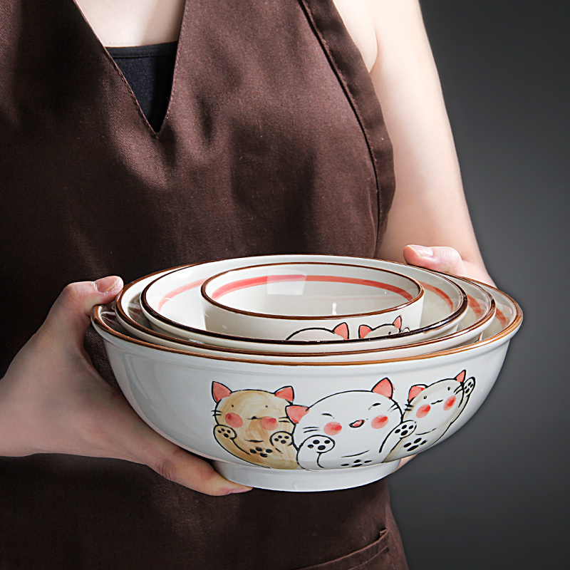 Jingdezhen ceramic bowl home eat large bowl contracted lovely rainbow such as bowl bowl creative hand - made use of Japanese dishes