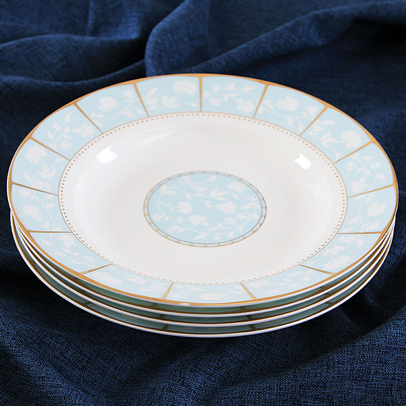 Jingdezhen round dish dish four creative contracted household ceramics steak Chinese food dish plate suit