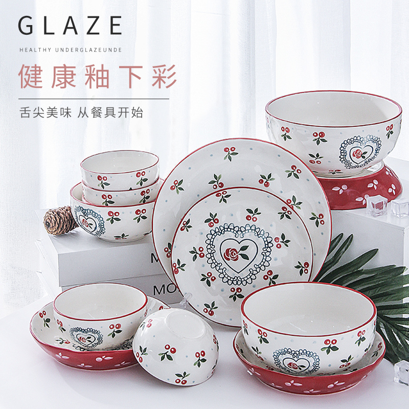 Large dishes suit household to eat bread and butter plate combination of jingdezhen ceramics noodles soup bowl creative Japanese dishes