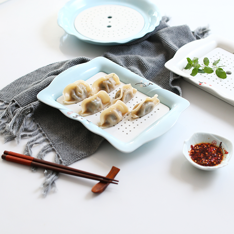 Japanese tableware jingdezhen ceramic plates home steamed dumpling dish creative contracted a cold cold dish dish of boiled dumpling dishes