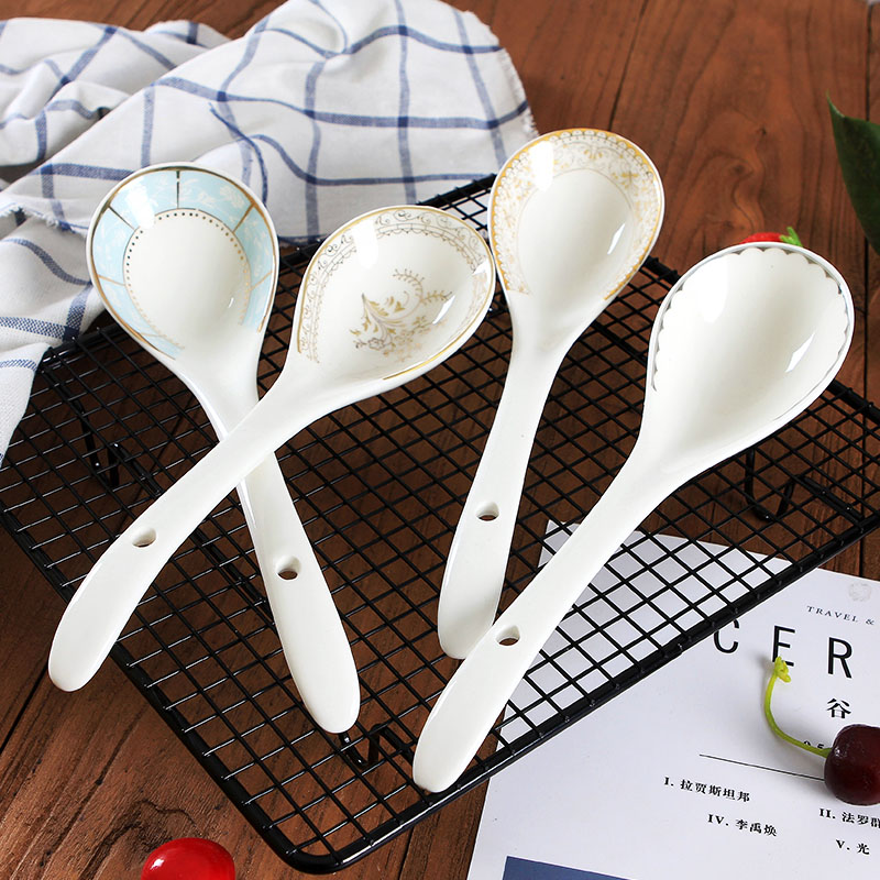 Jingdezhen ceramic household tablespoons of high - grade long handle hot pot run ipads China porridge spoon creative more rice dishes