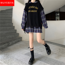 Fake two-piece sweater girls spring and autumn 2021 new junior high school and high school students Korean loose and all-match top clothes