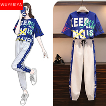 Sportswear girls summer clothes 2021 new junior high school and high school students Korean fashion loose casual two-piece suit