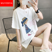 Short sleeves T-shirt adolescent girls raw summer clothing 2022 new first medium-high school students loose and thin and cute and compassionate