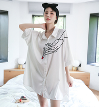 2021 Summer New Ice Silk Sleepwear Woman Big Code Small Sexy Mid-Length Pure Color Real Silk Sleeping Dress Thin and Thin Family Clothing
