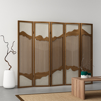 New Chinese partition solid wood living room Screen log mobile folding Xuanguan decoration minimalist Fovini hotel folding screen