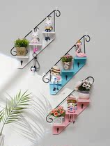 Wall decorations Creative living room wall decoration adhesive hook wrought iron wall hanging small flower stand for doll partition wall decoration