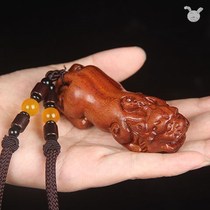 Rosewood Pussy handle Maitreya Buddha statue wood carving teapot crafts pendant wooden play